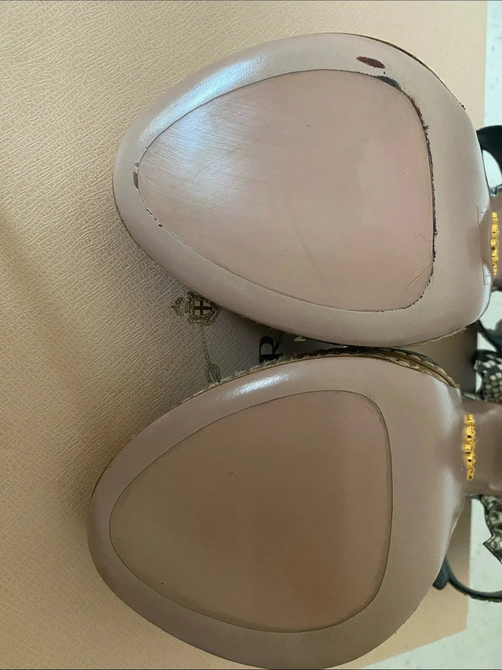Prada Black and Cream Snakeskin-Effect Platform Heels